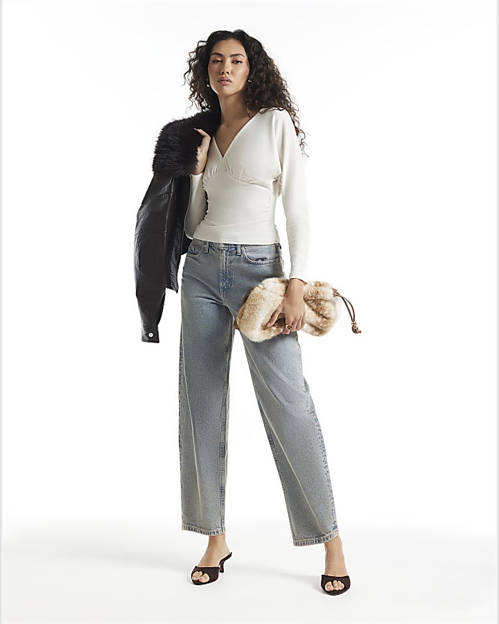 Cream Cosy Long Sleeve Batwing Top