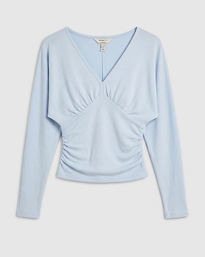 Blue Cosy Long Sleeve Batwing Top