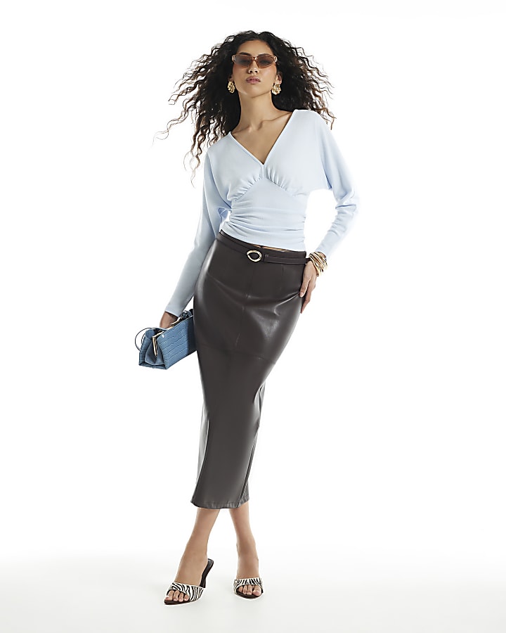 Blue Cosy Long Sleeve Batwing Top