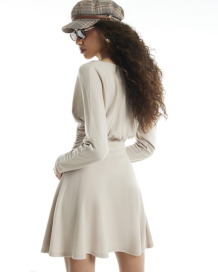 Beige Cosy Batwing Dress