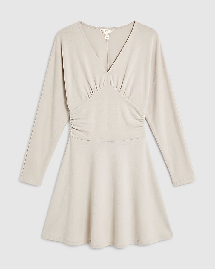 Beige Cosy Batwing Dress