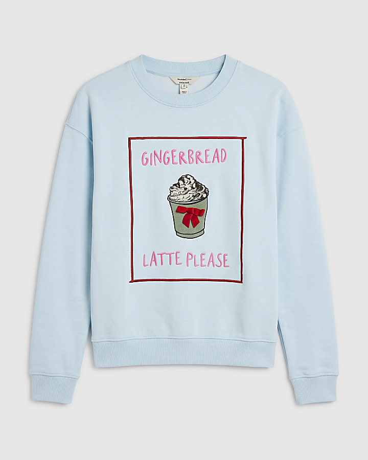 Blue Gingerbread 3D Bow Sweatshirt