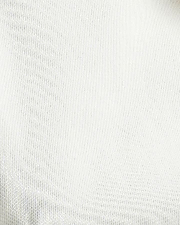 Cream Cinched Curved Arm Knit Top