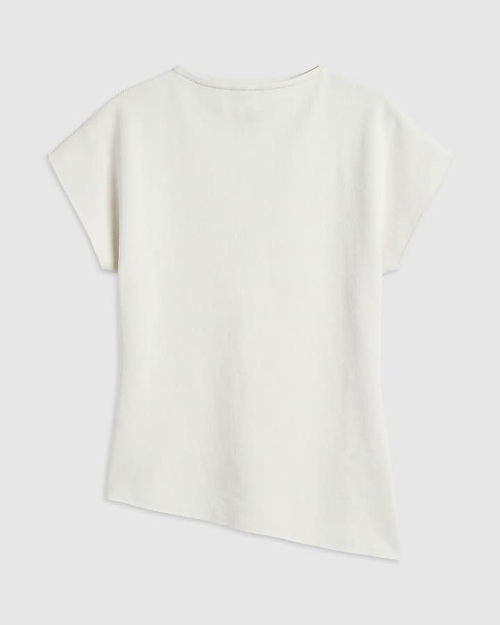 Cream Cinched Curved Arm Knit Top