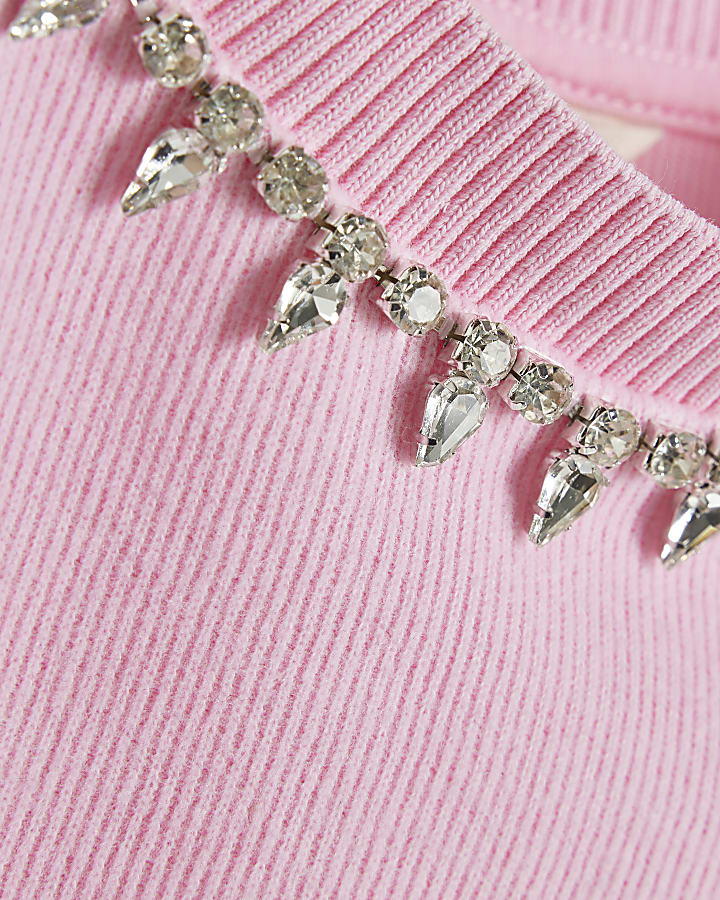 Pink Embellished Cosy Tank Top