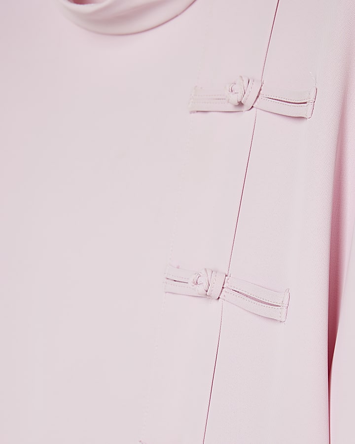 Pink Crepe Frogging Blouse