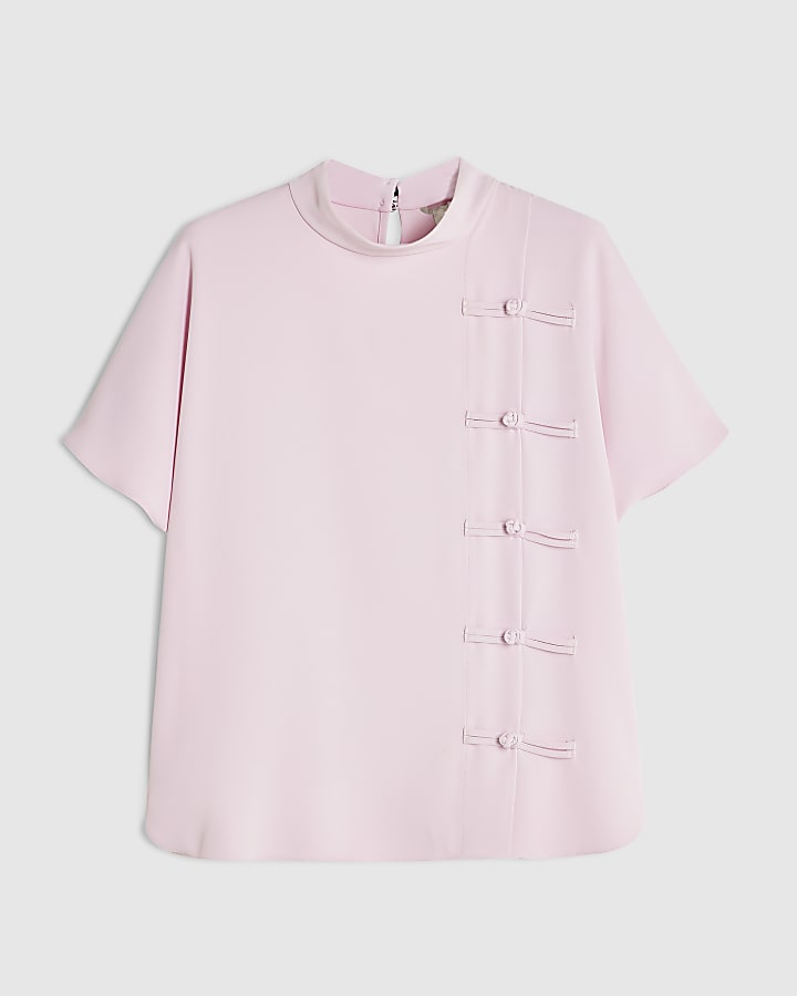 Pink Crepe Frogging Blouse