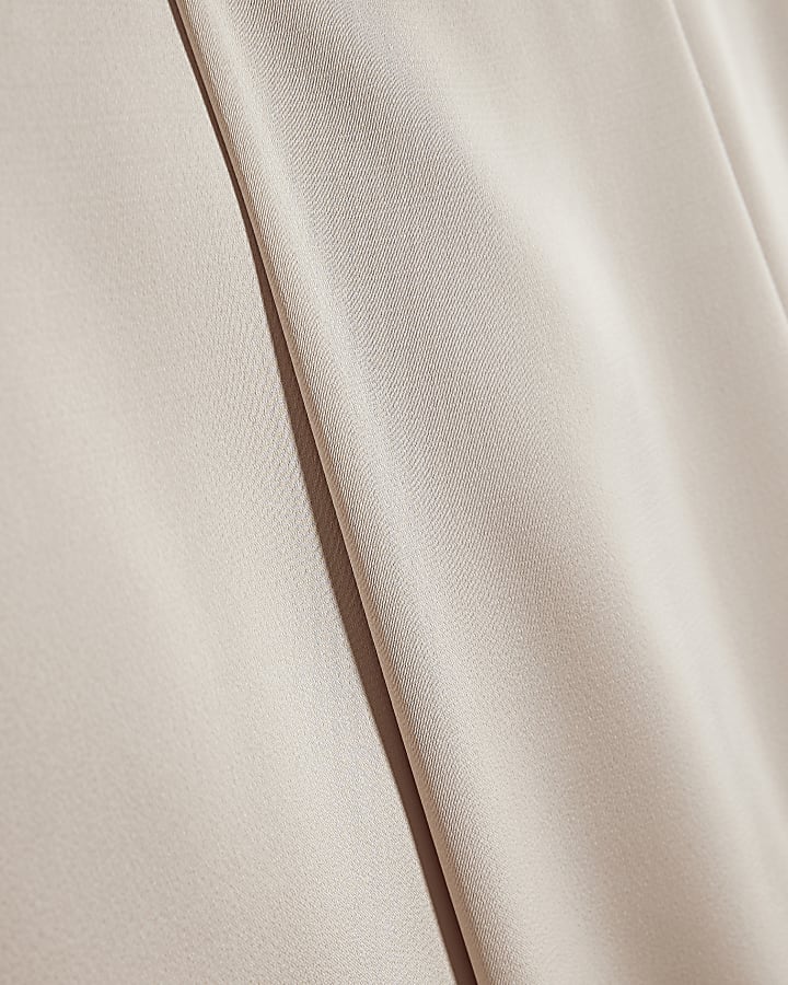 Cream Satin Wide Leg Trousers