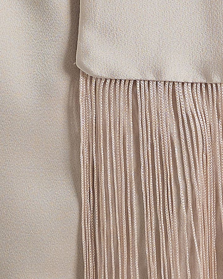 Cream Satin Waistcoat with Fringe Sash