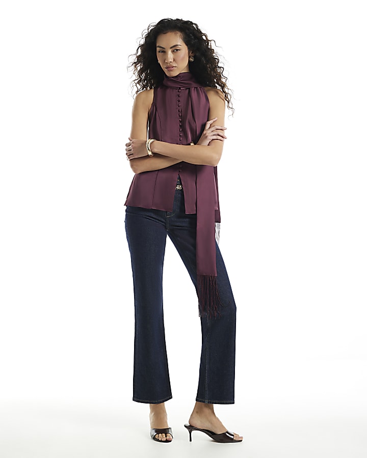 Burgundy Satin Waistcoat with Fringe Sash