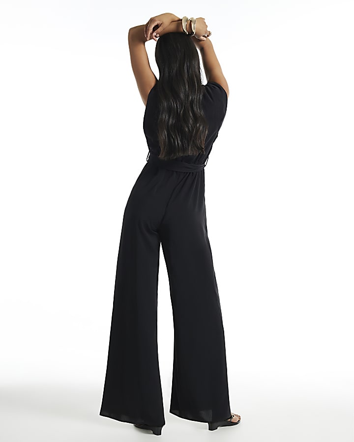 Black Neck Tie Jumpsuit