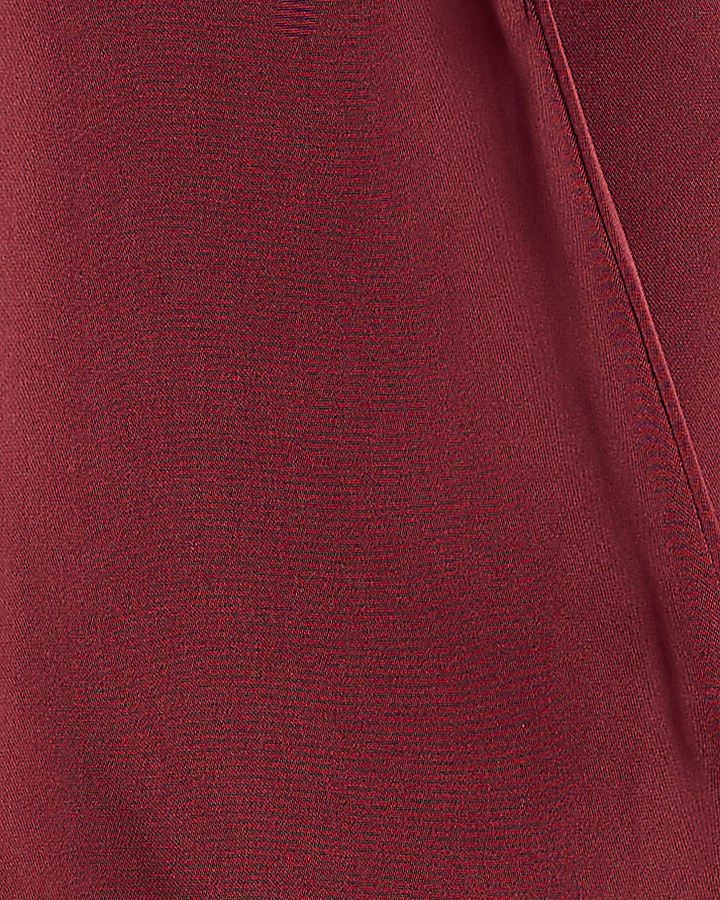Burgundy Wrap Feather Long Sleeve Blouse
