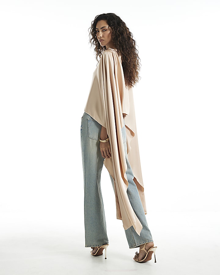 Cream Satin Waterfall Cape