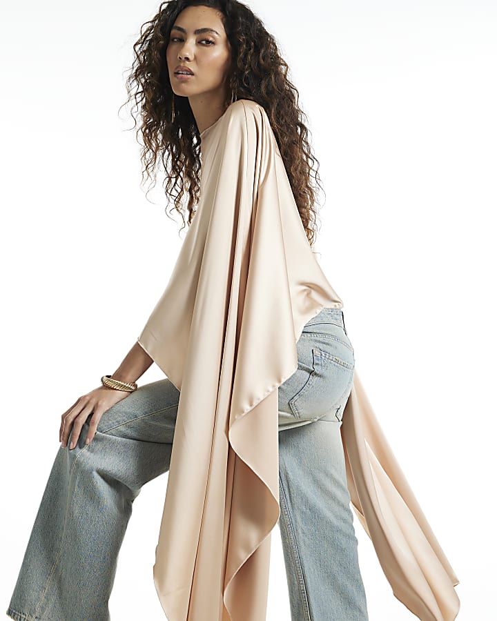 Cream Satin Waterfall Cape
