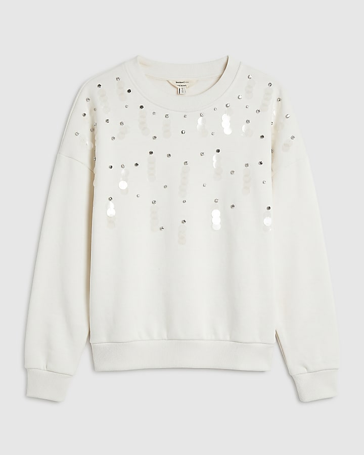 Cream Sequin Sweatshirt