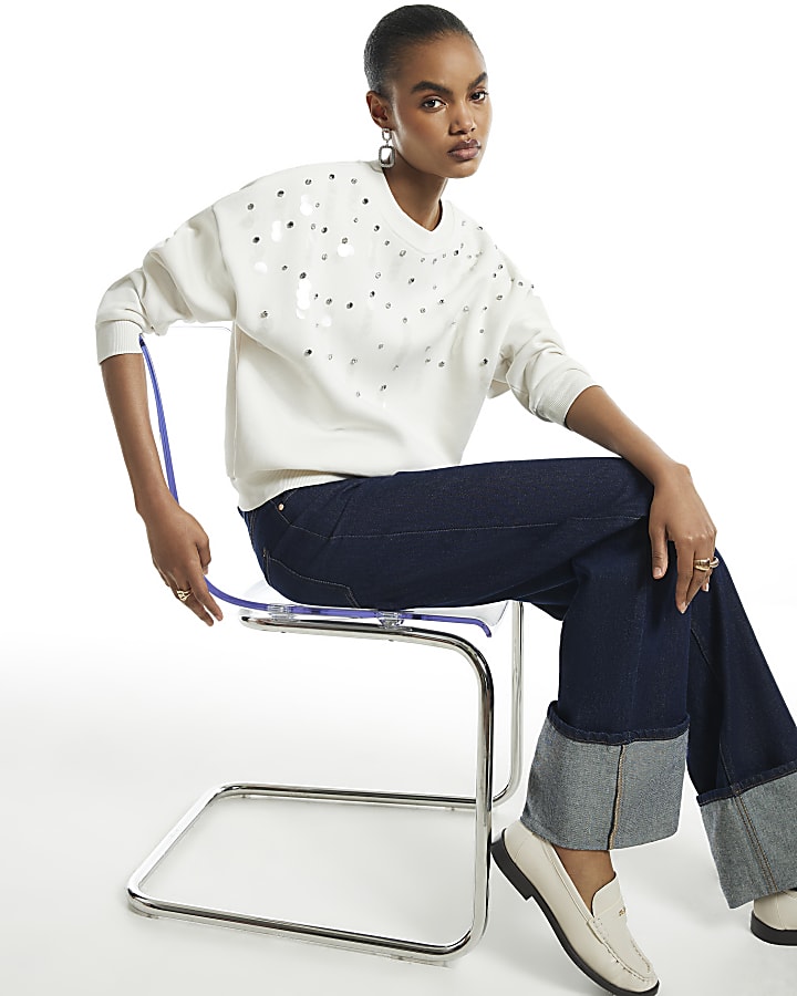Cream Sequin Sweatshirt