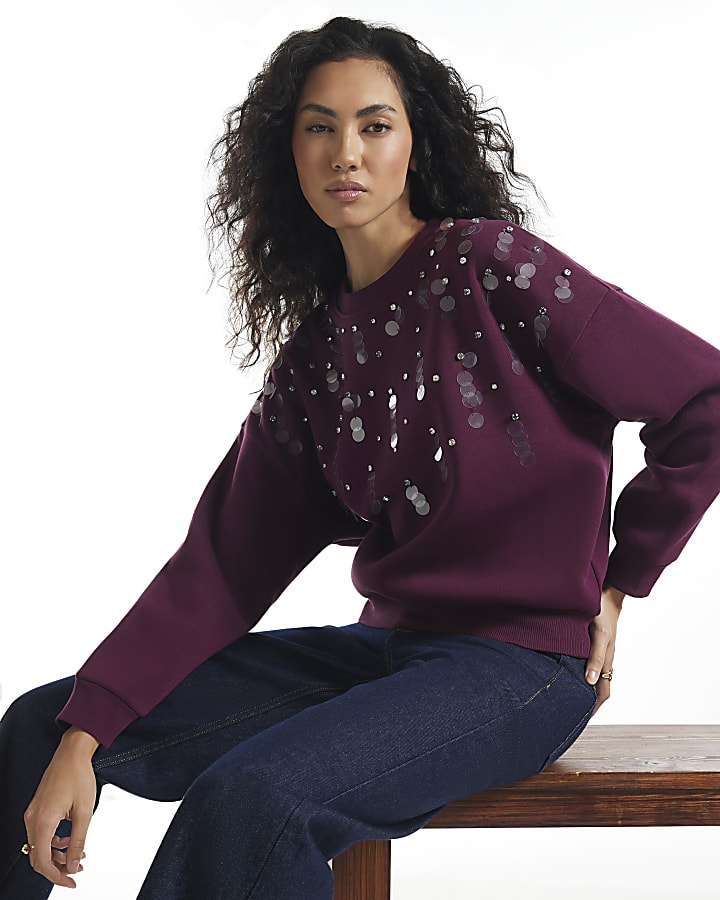 Burgundy Sequin Sweatshirt 