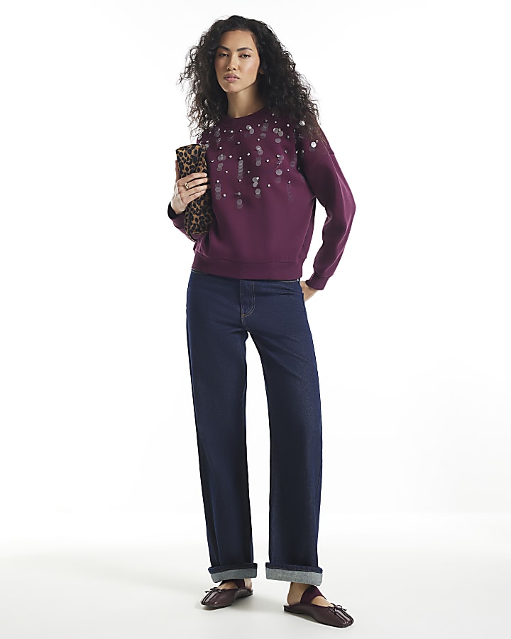 Burgundy Sequin Sweatshirt 