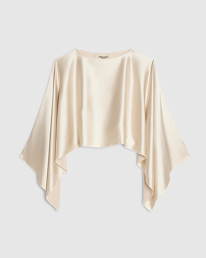 Beige Satin Waterfall Cape
