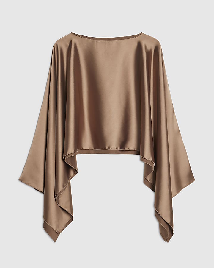 Brown Satin Waterfall Cape