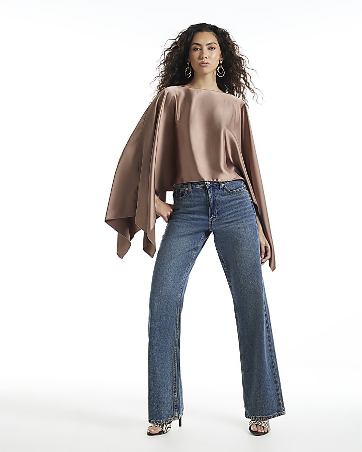 Brown Satin Waterfall Cape
