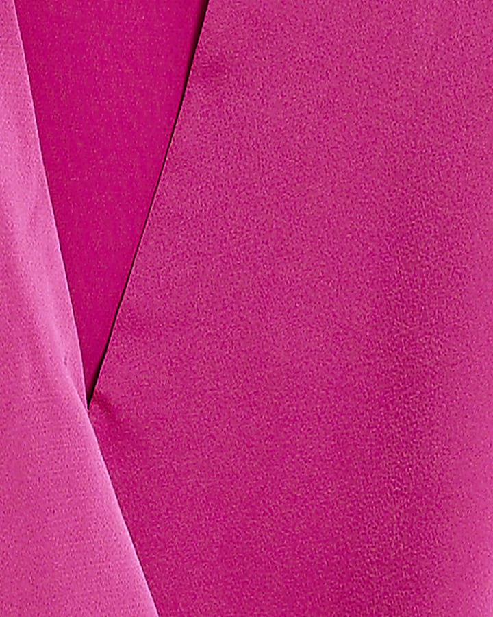 Pink Satin Short Sleeve Wrap Top