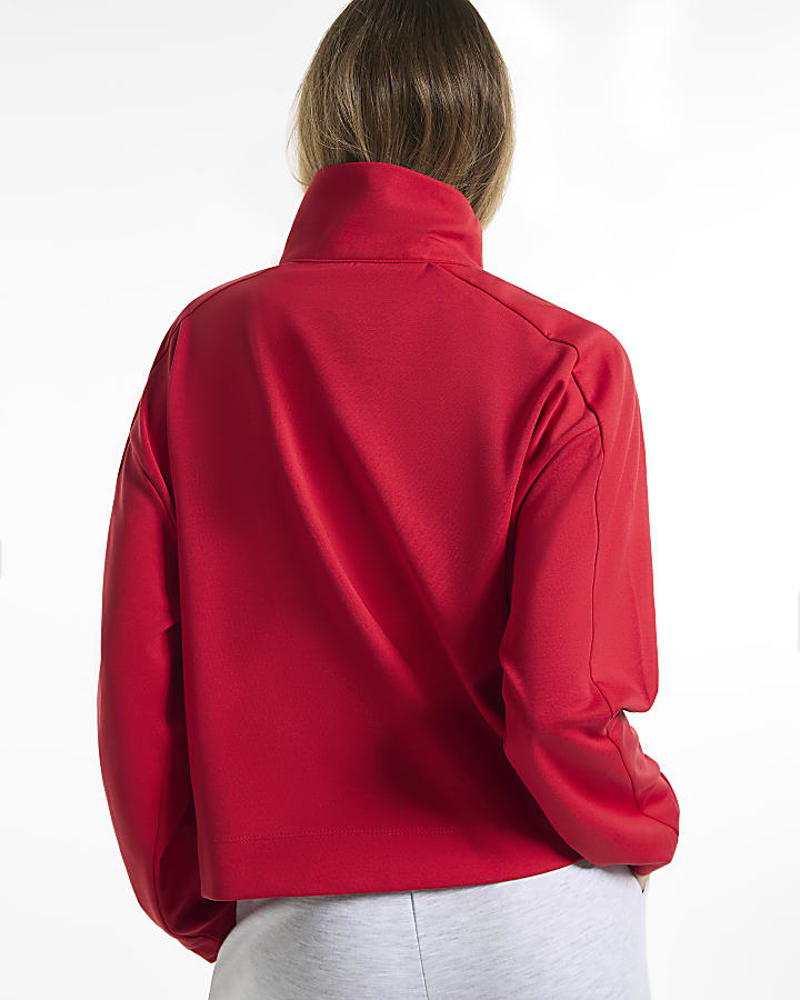 Red Premium Blocked Zip Through Jacket