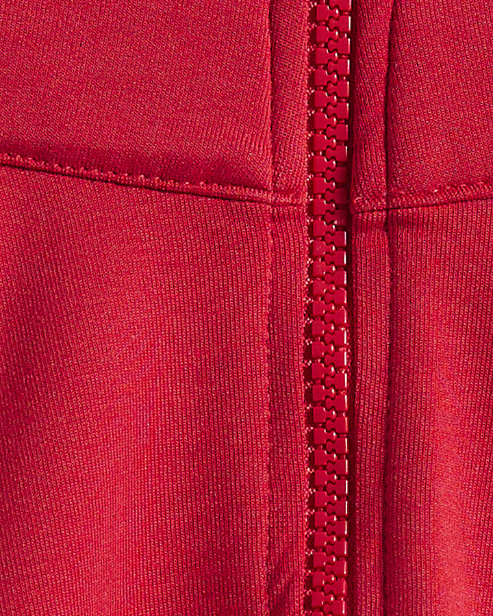 Red Premium Blocked Zip Through Jacket