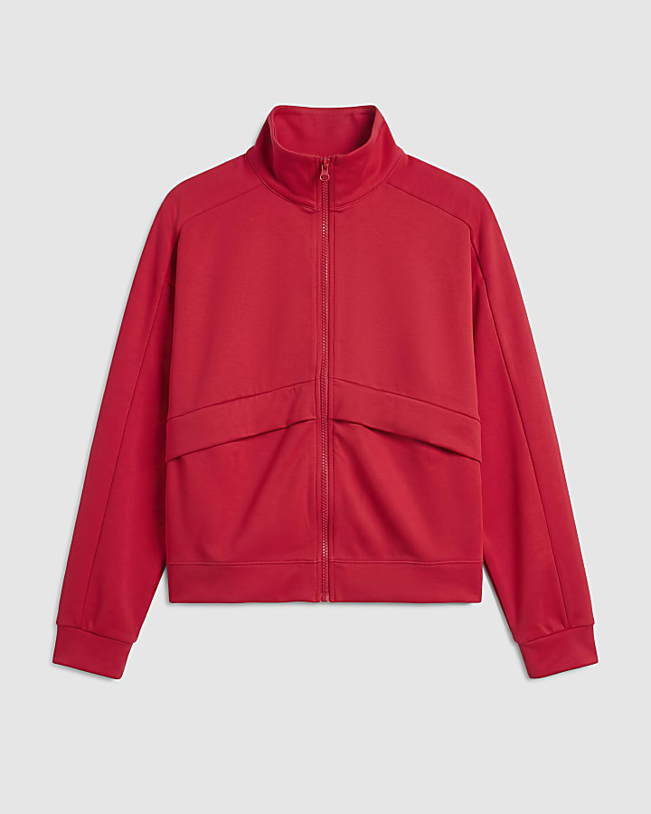 Red Premium Blocked Zip Through Jacket