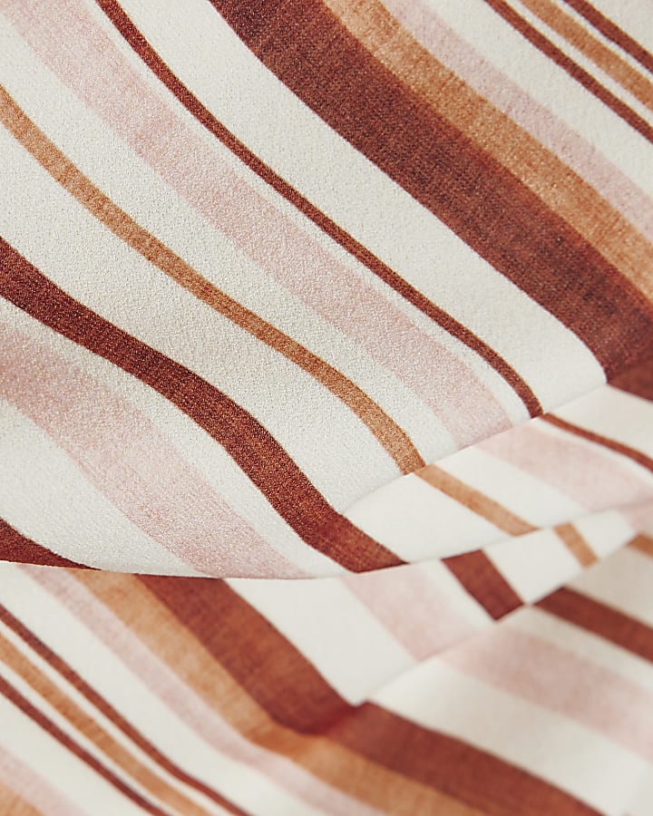 Pink Stripe Drape Bow Detail Top