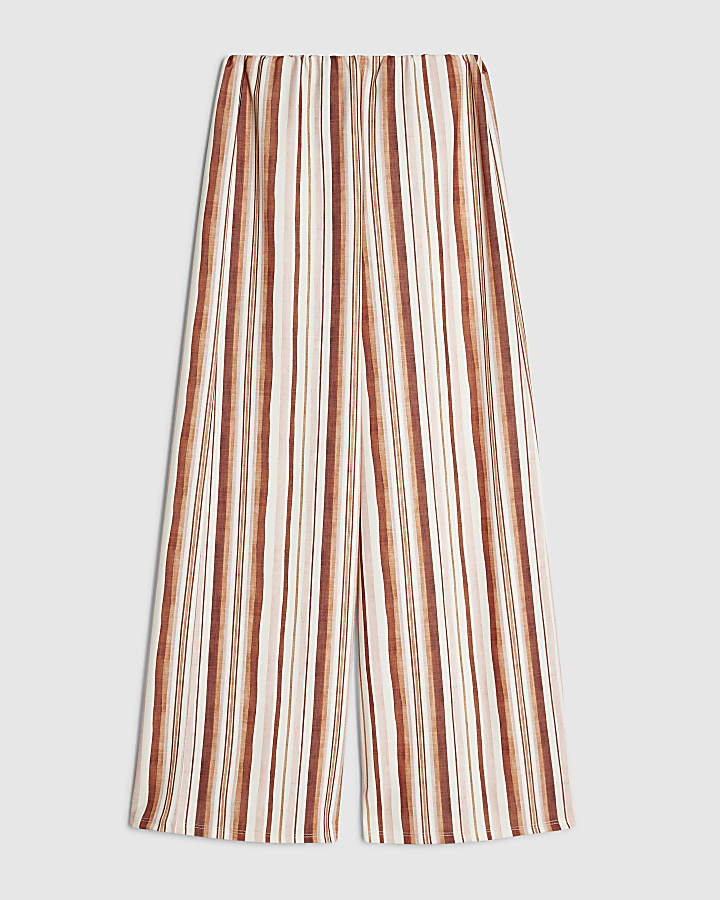Pink Stripe Wide Leg Trousers