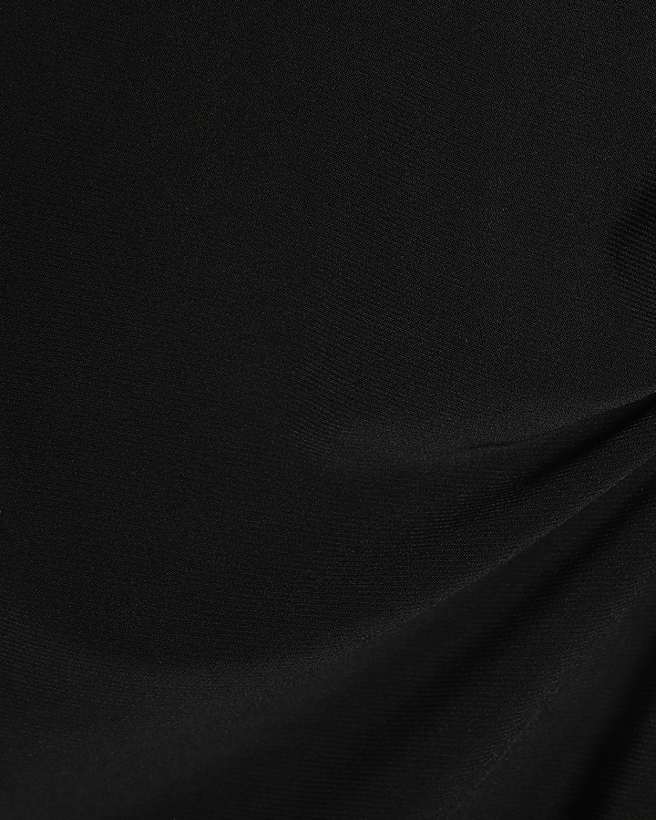 Black Waist Detail Asymmetric Hem Top