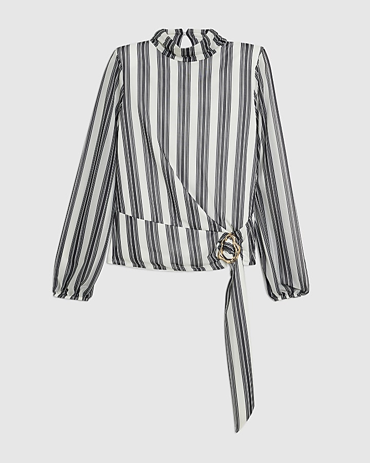 White Stripe Metal Trim Top