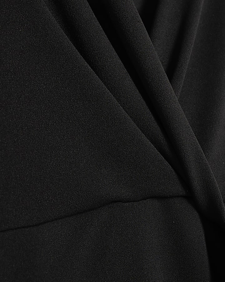 Black Plunge Neck Mini Dress
