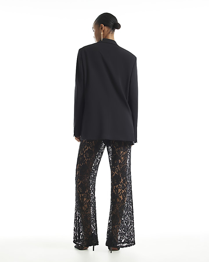 Black Lace Wide Leg Trousers