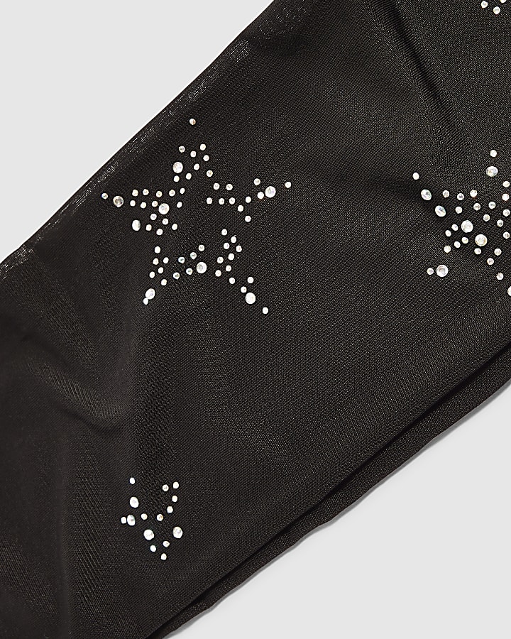 Black Diamante Star Tights