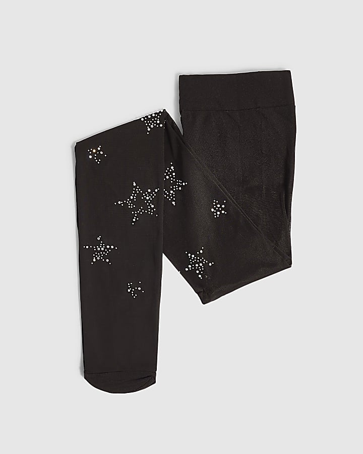 Black Diamante Star Tights