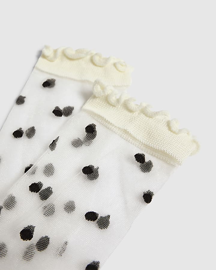 White and Black Polka Dot Socks