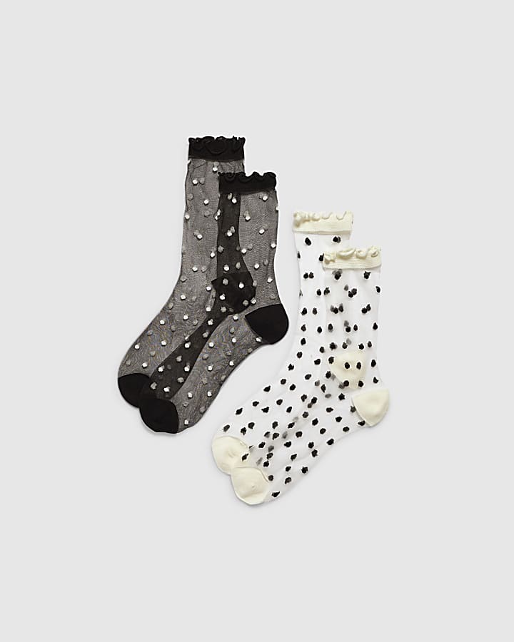 White and Black Polka Dot Socks