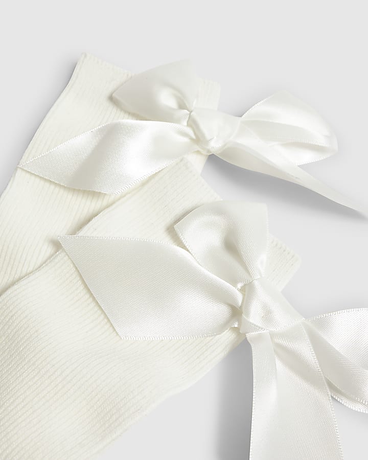 White Bow Socks