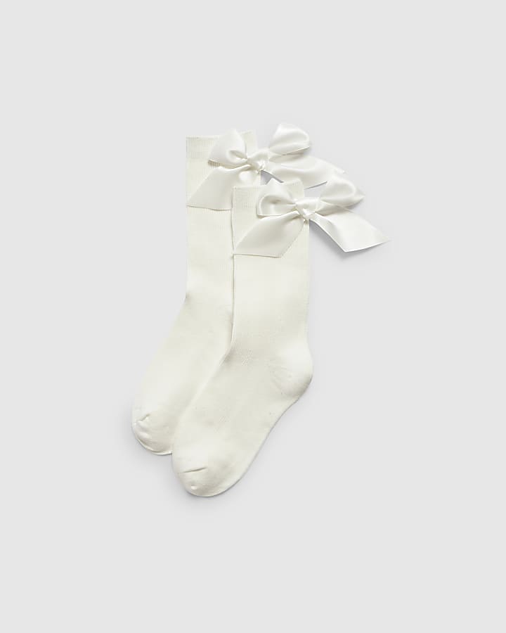 White Bow Socks