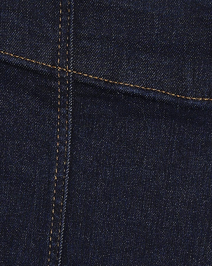 Blue High Waisted Crop Pull On Palazzo Jeans