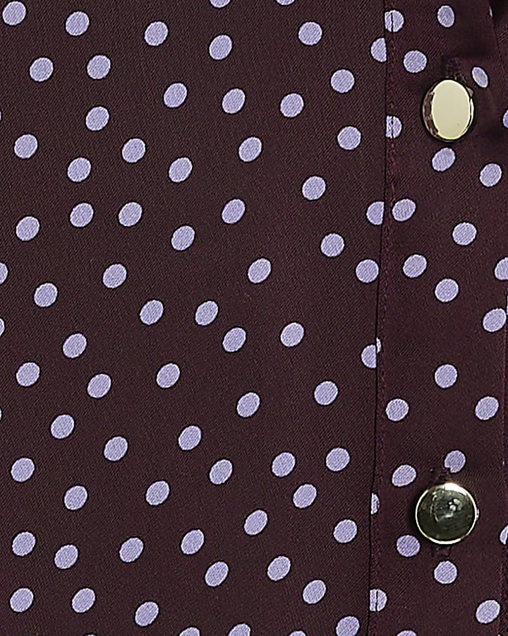 Burgundy Ruched Long Sleeve Shirt