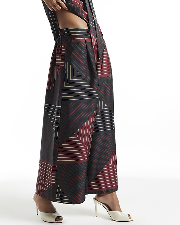 Black Satin Wide Leg Culotte Trousers