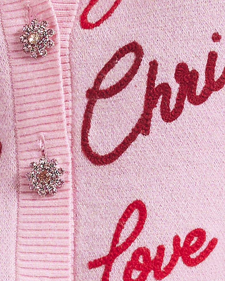 Pink Christmas Script Cardigan