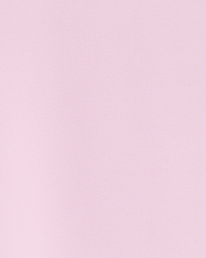 Pink Crepe Long Sleeve Button Top