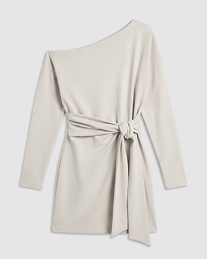 Cream One Shoulder Mini Dress
