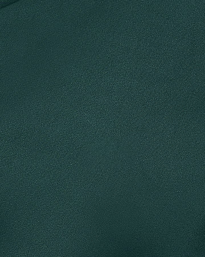 Green Satin Asymmetric Scarf Neck Tank Top