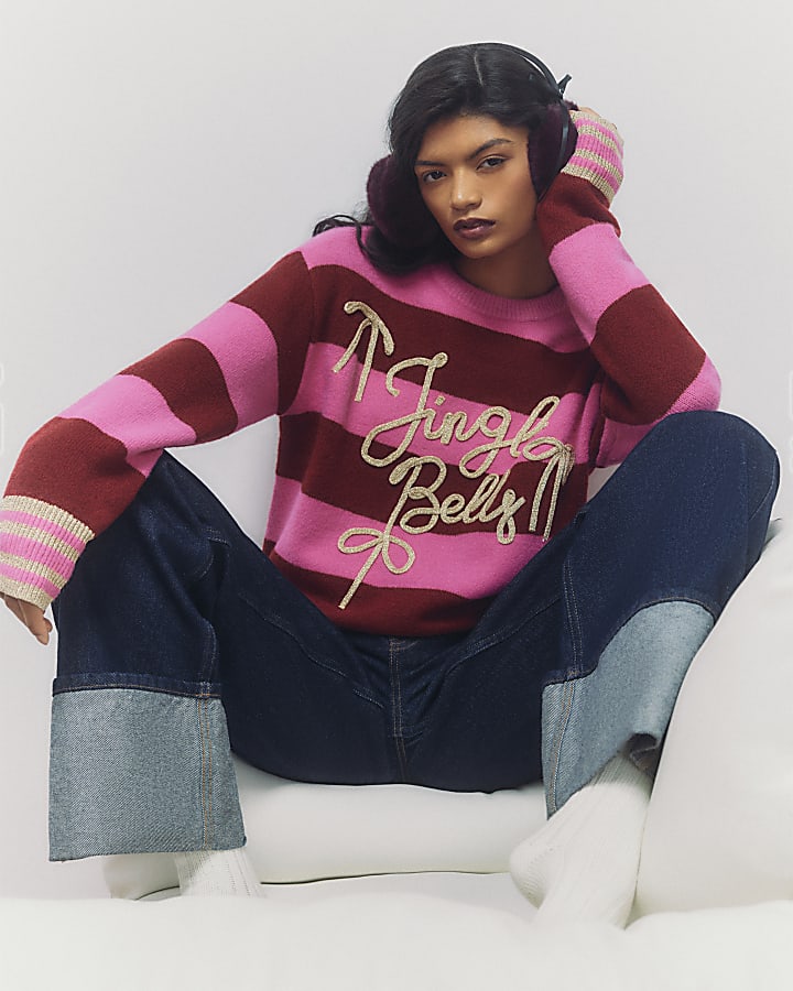 Red Stripe Jingle Bells Jumper