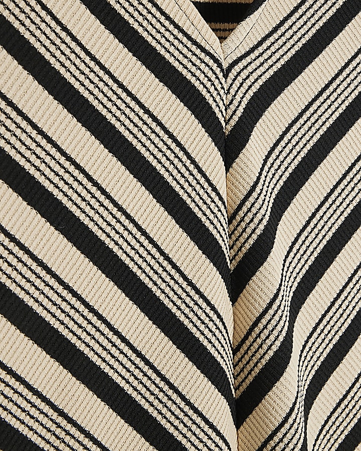 Beige Stripe V Neck Batwing Maxi Dress